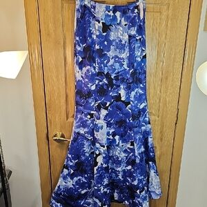 My Michelle Blue and White Floral A-Line Skirt